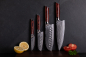 Preview: Set 4A (Chef Knife XL + Santoku Knife XL + Santoku Knife L + Paring Knife S) - Wolfblood RED