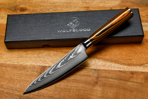 Wolfblood Küchenmesser Santoku Damastmesser Kochmesser Officemesser Damast-Küchenmesser Damastmesser Set