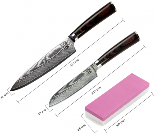Zeuß Chefmesser Santokumesser Set Damastmesser Küchenmesser LH Lifestyle Kochmesser