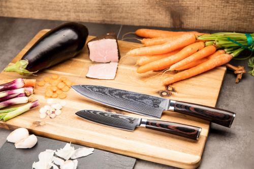 Zeuß Chefmesser Santokumesser Set Damastmesser Küchenmesser LH Lifestyle Kochmesser