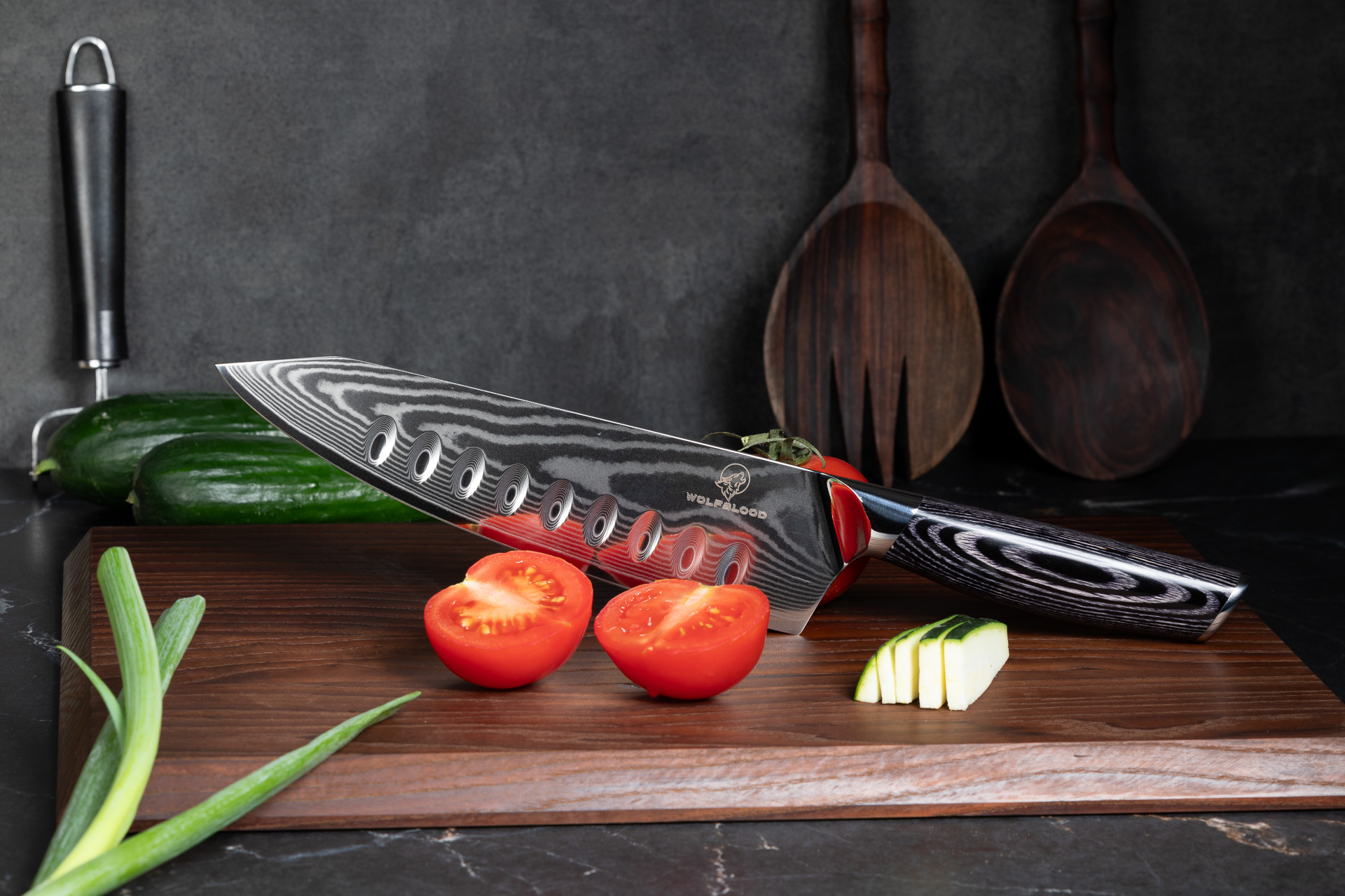 Wolfblood PRO Damastmesser 19 Cm – Echtes 67-Lagen-Damastmesser Mit Holzgriff, Geschenkbox Und Klingenschutz