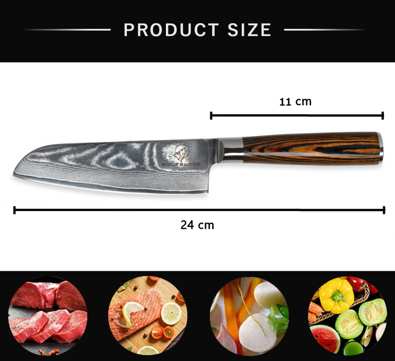 Wolfblood Zeuß Santoku Damastmesser Küchenmesser LH Lifestyle Kochmesser