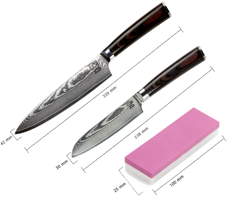 Zeuß Chefmesser Santokumesser Set Damastmesser Küchenmesser LH Lifestyle Kochmesser